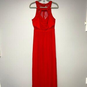 NWT Retail: $188 BCBGeneration Red Lace Chiffon Formal Maxi Gown Womens size 10